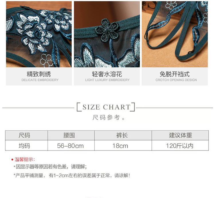 Tulle Embroidery Open Crotch Sexy Thong/薄纱刺绣开裆情趣小丁【GS721kt】 - Image 5