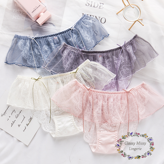 Sweet Fairy Ultra Thin Lace Breathable Retro Hollow Briefs/甜美仙女款超薄蕾丝透气复古镂空三角裤